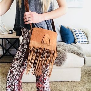 Barney’s New York Genuine Leather Fringe Purse Bag
